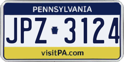 PA license plate JPZ3124