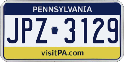 PA license plate JPZ3129