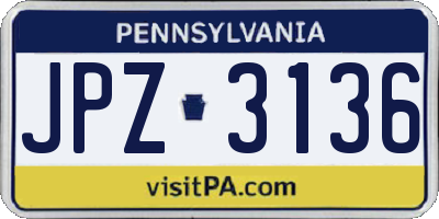 PA license plate JPZ3136