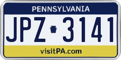 PA license plate JPZ3141
