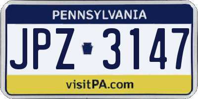 PA license plate JPZ3147