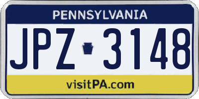 PA license plate JPZ3148