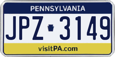 PA license plate JPZ3149