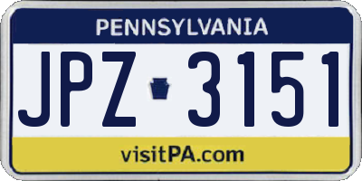PA license plate JPZ3151