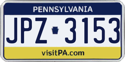 PA license plate JPZ3153