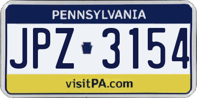 PA license plate JPZ3154