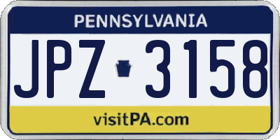 PA license plate JPZ3158