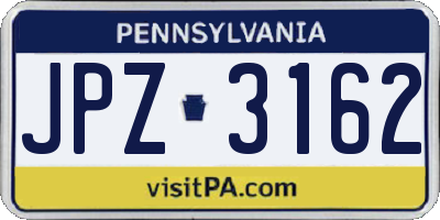 PA license plate JPZ3162