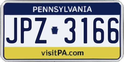 PA license plate JPZ3166