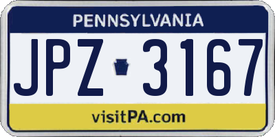 PA license plate JPZ3167