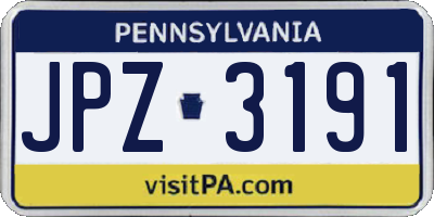 PA license plate JPZ3191