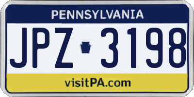 PA license plate JPZ3198