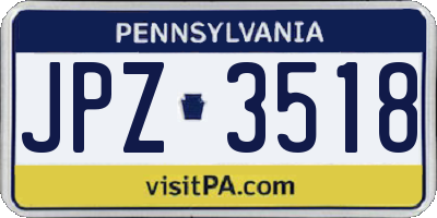 PA license plate JPZ3518