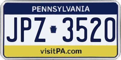 PA license plate JPZ3520