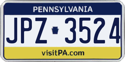 PA license plate JPZ3524