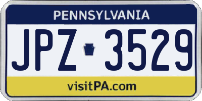 PA license plate JPZ3529
