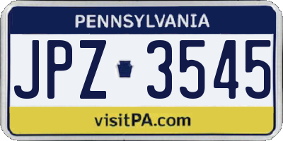 PA license plate JPZ3545