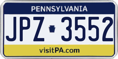 PA license plate JPZ3552