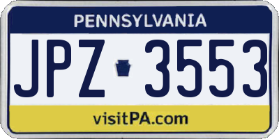 PA license plate JPZ3553