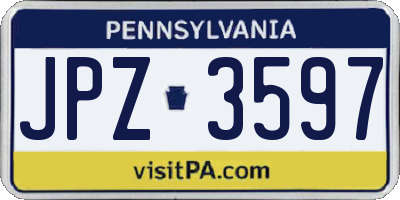 PA license plate JPZ3597