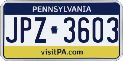 PA license plate JPZ3603