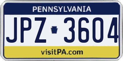 PA license plate JPZ3604