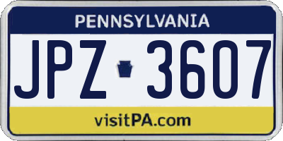 PA license plate JPZ3607