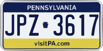 PA license plate JPZ3617