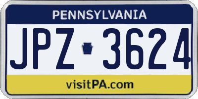 PA license plate JPZ3624