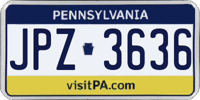 PA license plate JPZ3636