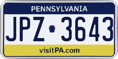 PA license plate JPZ3643