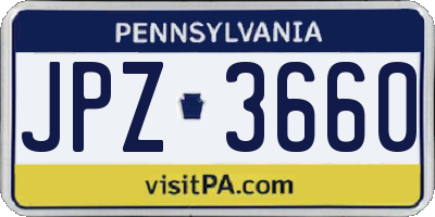 PA license plate JPZ3660
