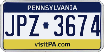 PA license plate JPZ3674