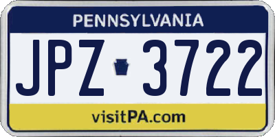 PA license plate JPZ3722