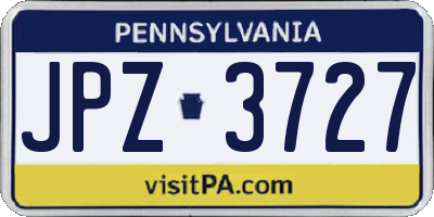 PA license plate JPZ3727