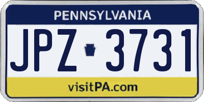 PA license plate JPZ3731