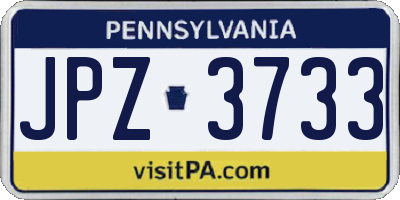 PA license plate JPZ3733