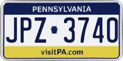 PA license plate JPZ3740