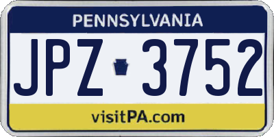 PA license plate JPZ3752
