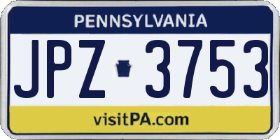 PA license plate JPZ3753