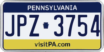 PA license plate JPZ3754