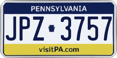 PA license plate JPZ3757
