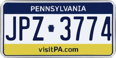 PA license plate JPZ3774