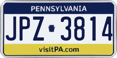 PA license plate JPZ3814