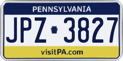 PA license plate JPZ3827
