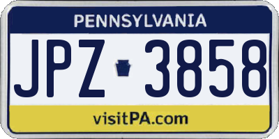 PA license plate JPZ3858