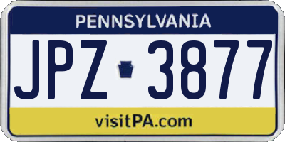PA license plate JPZ3877