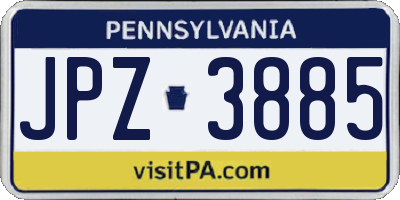 PA license plate JPZ3885
