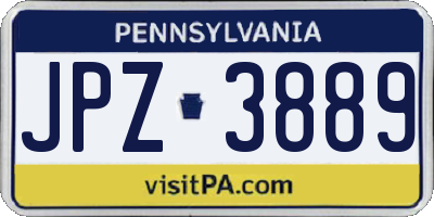 PA license plate JPZ3889