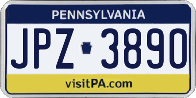 PA license plate JPZ3890